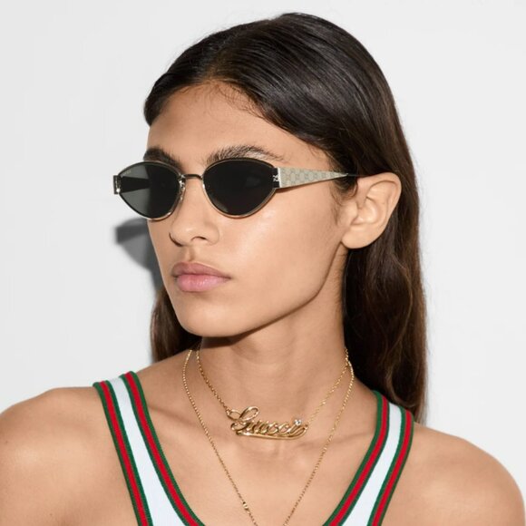 Gucci Women Sunglasses Gold Grey Cat Eye GG1853S 001 NEW AUTHENTIC - Picture 10 of 15